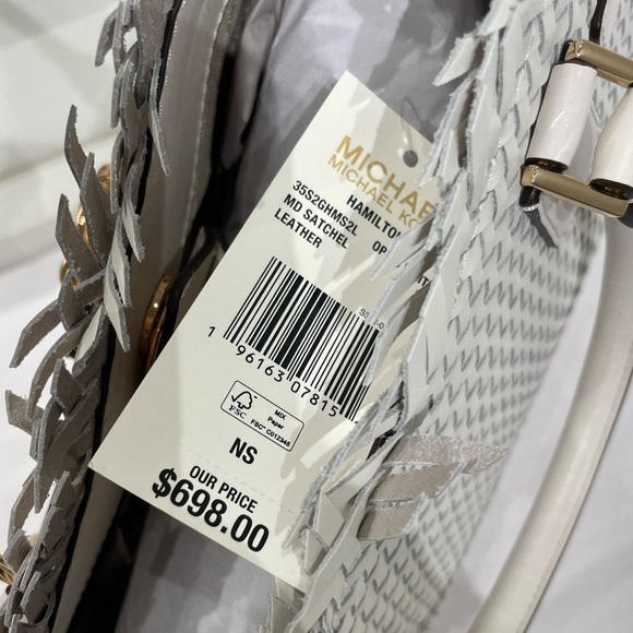 Michael Kors Hamilton white leather woven satchel bag - Picture 7 of 7